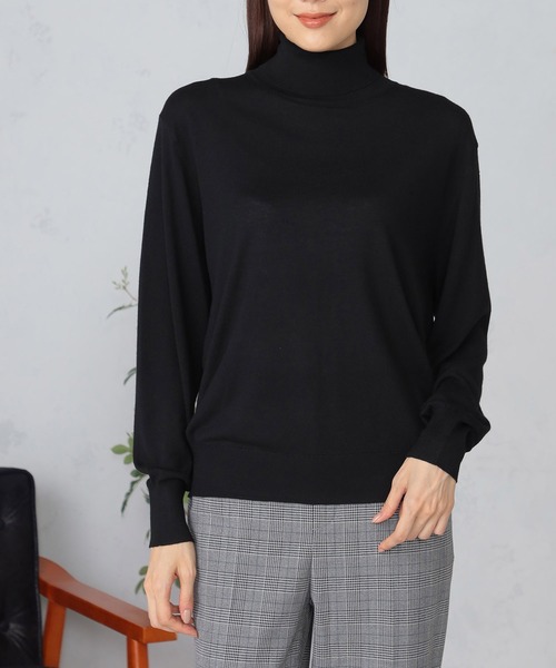 GALLORIA(ギャローリア)の「マシンウォッシャブル シアーハイネックニット(ニット/セーター・レディース・ブラック/アイボリー/ロイヤルブルー/チャコールグレー・LL/L/M/S)」の5枚目の写真