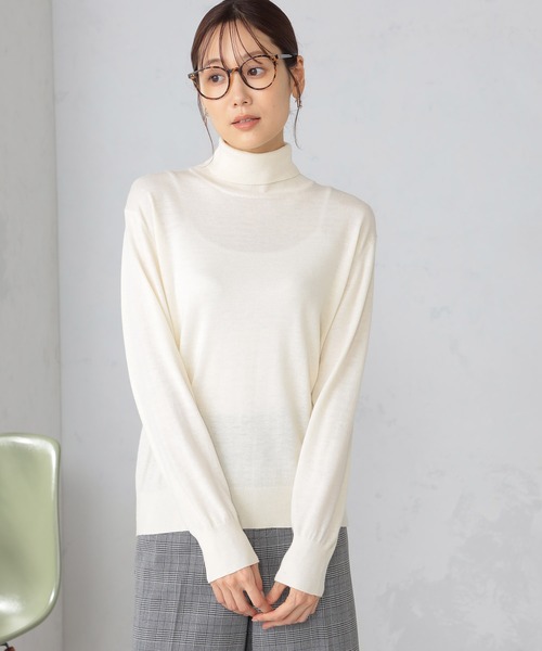 GALLORIA(ギャローリア)の「マシンウォッシャブル シアーハイネックニット(ニット/セーター・レディース・ブラック/アイボリー/ロイヤルブルー/チャコールグレー・LL/L/M/S)」の13枚目の写真