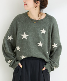 Simplicite | スタージャガードラグランプルオーバー(ニット/セーター)