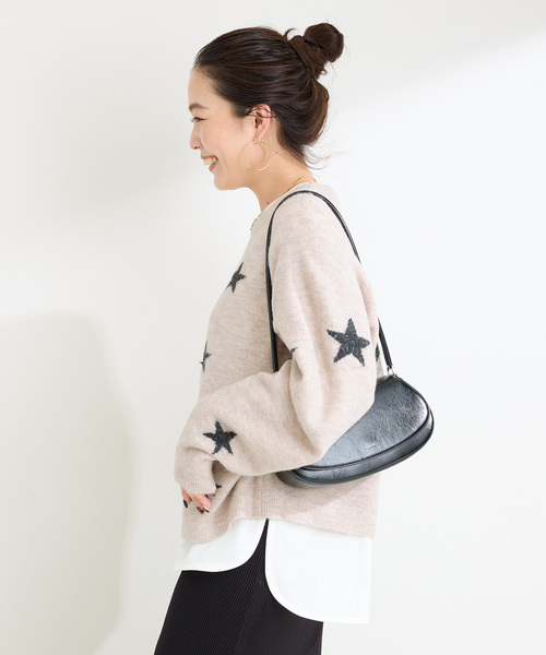 Simplicite(サンプリシテ)の「スタージャガードラグランプルオーバー(ニット/セーター・レディース・ブラック/アイボリー/グリーン・FREE)」の16枚目の写真