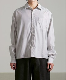 【Chikashitsu +】cropped stripe shirt / 【チカシツプラス】クロップドストライプ長袖シャツ