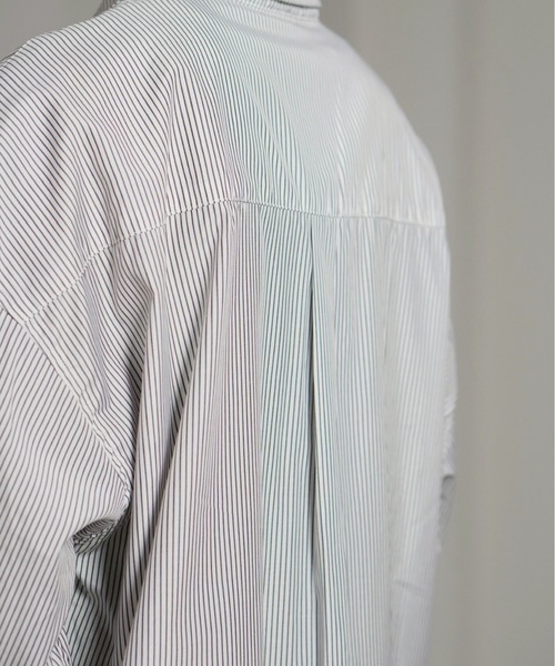Chikashitsu +(チカシツプラス)の「【Chikashitsu +】cropped stripe shirt / 【チカシツプラス】クロップドストライプ長袖シャツ(シャツ/ブラウス・メンズ・ネイビー/ブルー/ホワイト・ONE SIZE)」の8枚目の写真