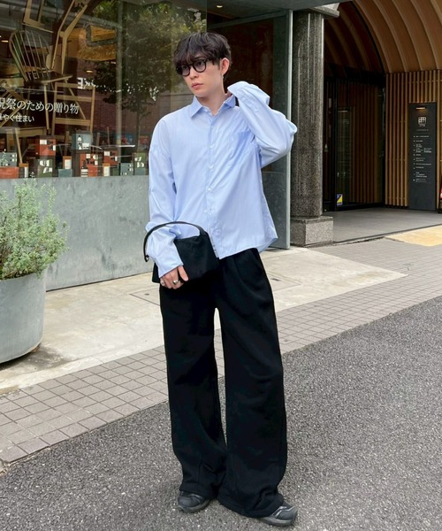 Chikashitsu +(チカシツプラス)の「【Chikashitsu +】cropped stripe shirt / 【チカシツプラス】クロップドストライプ長袖シャツ(シャツ/ブラウス・メンズ・ネイビー/ブルー/ホワイト・ONE SIZE)」の22枚目の写真