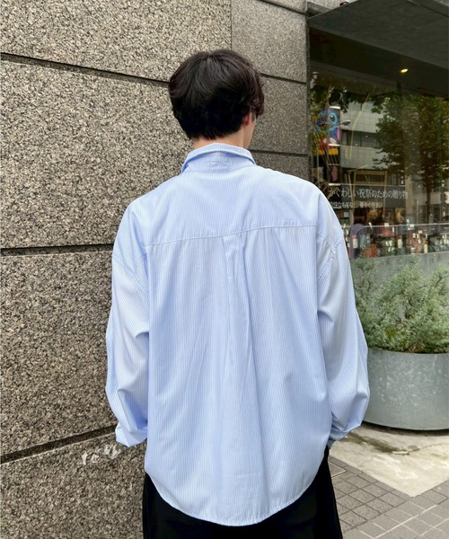 Chikashitsu +(チカシツプラス)の「【Chikashitsu +】cropped stripe shirt / 【チカシツプラス】クロップドストライプ長袖シャツ(シャツ/ブラウス・メンズ・ネイビー/ブルー/ホワイト・ONE SIZE)」の21枚目の写真