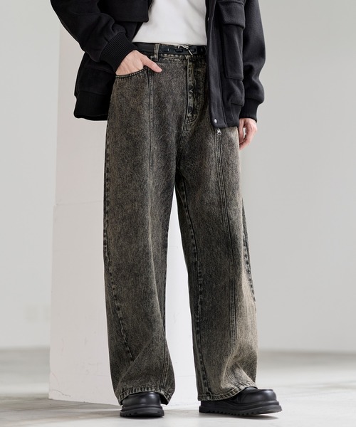 ヴィヴィアン　オーブ総柄デニムパンツ ストレート 2 訳あり デニム ストレートパンツ(ブラック)（レディース）（1612761003