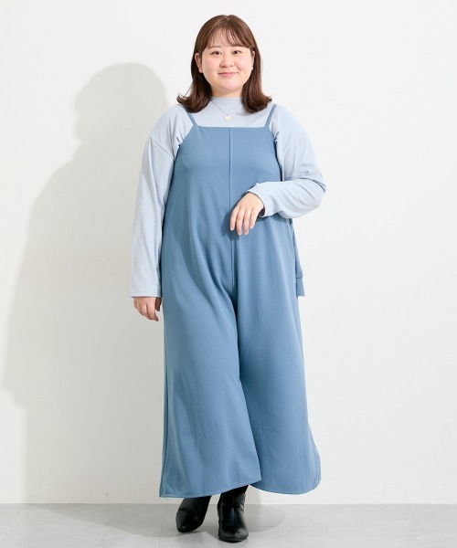 SMILE LAND(スマイルランド)の「<大きいサイズ>2点セット(よく伸びるデザインキャミワンピース+カットソーテレコトップス)(ワンピース・レディース・ピンク系/カーキ系/ブラック系/ブルー系・L/LL/3L/4L/5L)」の16枚目の写真