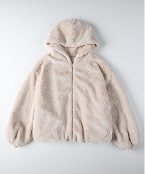 Right-on（ライトオン）の「【HONEYSUCKLE ROSE】ファーブルゾン（ブルゾン・レディース・グレー/ブラウン・L/M）」の2枚目の写真