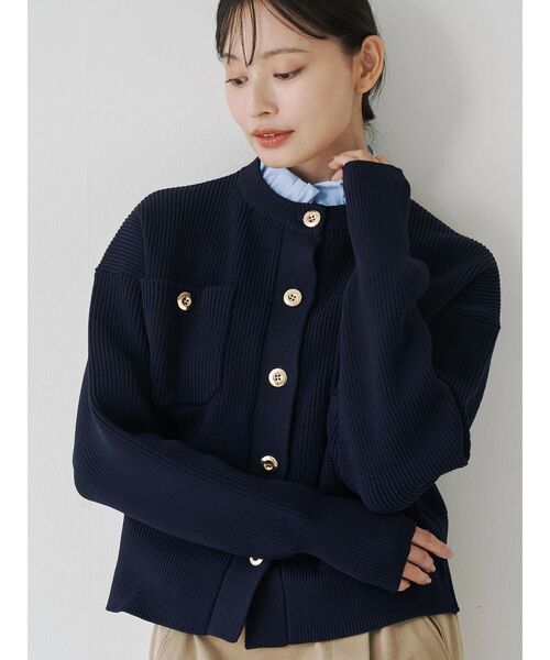 TONAL（トーナル）の「フリル衿金ボタンカーデ（カーディガン/ボレロ・レディース・ブラック/ネイビー/ブラウン・MEDIUM）」の3枚目の写真