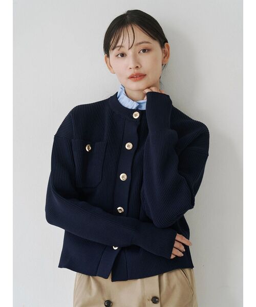 TONAL（トーナル）の「フリル衿金ボタンカーデ（カーディガン/ボレロ・レディース・ブラック/ネイビー/ブラウン・MEDIUM）」の9枚目の写真