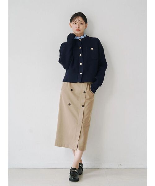 TONAL（トーナル）の「フリル衿金ボタンカーデ（カーディガン/ボレロ・レディース・ブラック/ネイビー/ブラウン・MEDIUM）」の6枚目の写真