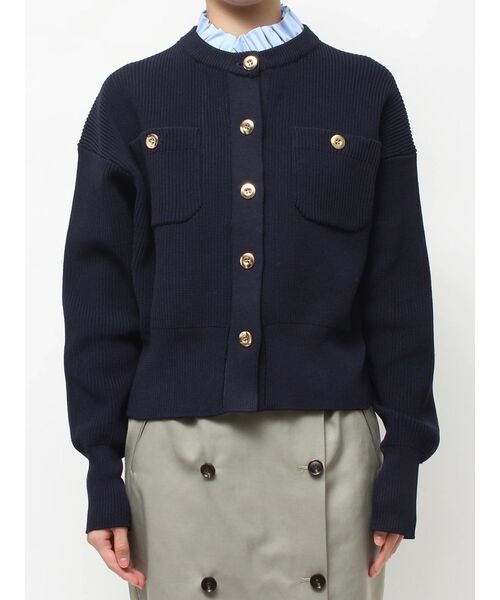 TONAL（トーナル）の「フリル衿金ボタンカーデ（カーディガン/ボレロ・レディース・ブラック/ネイビー/ブラウン・MEDIUM）」の12枚目の写真