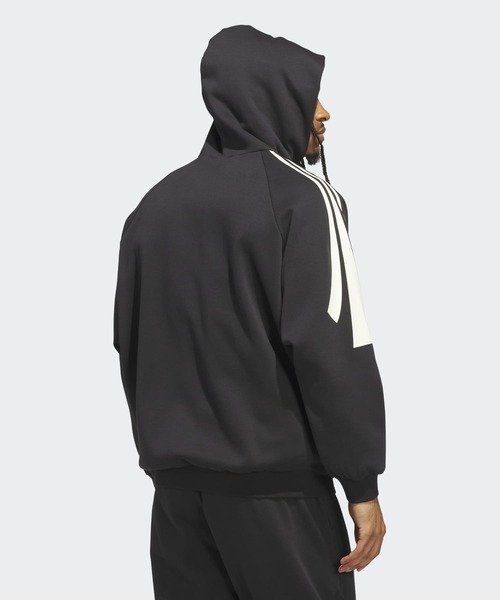adidas(アディダス)の「アディダス バスケットボール スリーストライプス フリースパーカー(ジェンダーニュートラル) / アディダス adidas(パーカー・メンズ・ブラック/ホワイト・LARGE/SMALL/MEDIUM/X-LARGE/X-SMALL/XX-LARGE/3XL)」の11枚目の写真