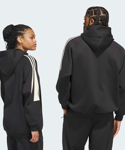 adidas(アディダス)の「アディダス バスケットボール スリーストライプス フリースパーカー(ジェンダーニュートラル) / アディダス adidas(パーカー・メンズ・ブラック/ホワイト・LARGE/SMALL/MEDIUM/X-LARGE/X-SMALL/XX-LARGE/3XL)」の9枚目の写真