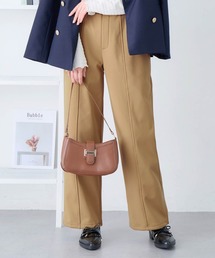 《カットツイル×裏起毛》あったかセミワイドパンツ レギュラー丈