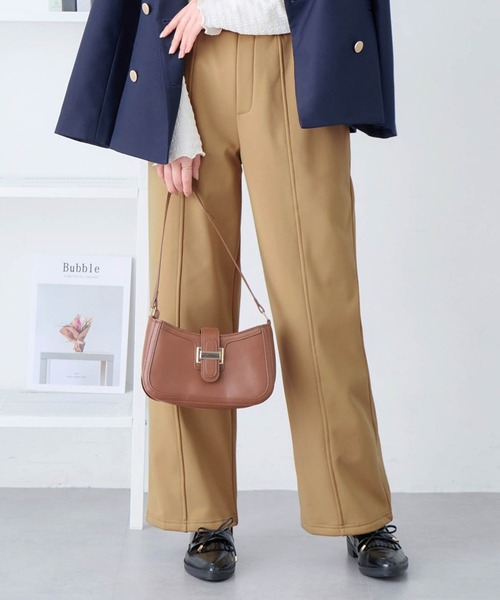 alotta(アロッタ)の「《カットツイル×裏起毛》あったかセミワイドパンツ レギュラー丈(その他パンツ・レディース・ブラウン/ダークブラウン/ネイビー/ブラック・LL/L/M/3L)」の4枚目の写真
