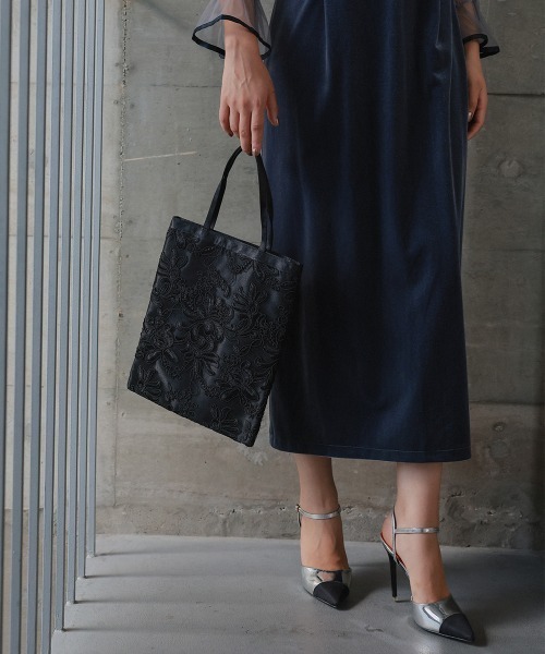 Callarus(カラルス)の「刺繍レースサブバッグ〔Callarus〕(エコバッグ/サブバッグ・レディース・ベージュ/ブラック・ONESIZE)」の5枚目の写真
