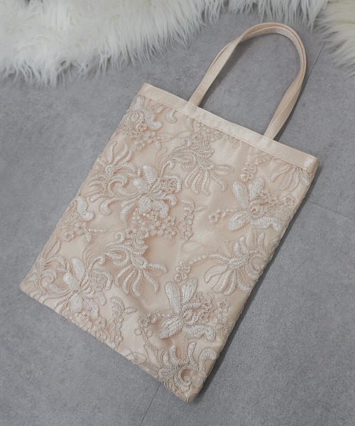 Callarus(カラルス)の「刺繍レースサブバッグ〔Callarus〕(エコバッグ/サブバッグ・レディース・ベージュ/ブラック・ONESIZE)」の9枚目の写真