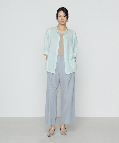 Gabardine K.T(ギャバジンケーティー)の「ラミーシャンブレー シアーシャツ(シャツ/ブラウス・レディース・ライトグレー/イエロー/ミント/ネイビー・7号/9号)」の6枚目の写真