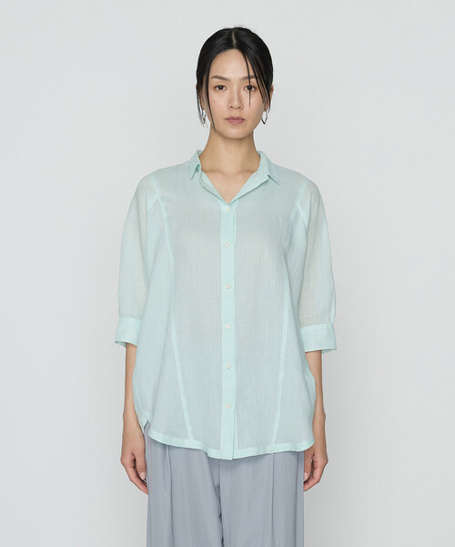 Gabardine K.T(ギャバジンケーティー)の「ラミーシャンブレー シアーシャツ(シャツ/ブラウス・レディース・ライトグレー/イエロー/ミント/ネイビー・7号/9号)」の21枚目の写真