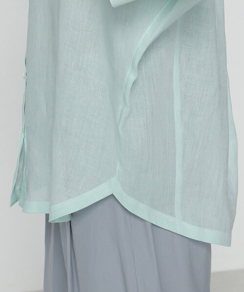 Gabardine K.T(ギャバジンケーティー)の「ラミーシャンブレー シアーシャツ(シャツ/ブラウス・レディース・ライトグレー/イエロー/ミント/ネイビー・7号/9号)」の14枚目の写真