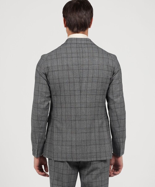 <美品>TAGLIATORE グレー ウール スーツ サイズ50 セール】【別注】TAGLIATORE ウールサキソニーチェック シングルブレス