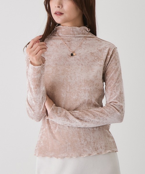 Jayro(ジャイロ)の「フロッキーメッシュボトルネックプルオーバー(Tシャツ/カットソー・レディース・ダークブラウン/ベージュ/チャコールグレー/ブラック/ブルー系その他5/ホワイト系その他・M)」の5枚目の写真