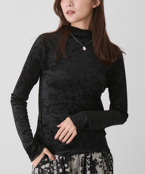 Jayro(ジャイロ)の「フロッキーメッシュボトルネックプルオーバー(Tシャツ/カットソー・レディース・ダークブラウン/ベージュ/チャコールグレー/ブラック/ブルー系その他5/ホワイト系その他・M)」の1枚目の写真