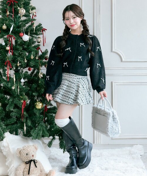 OLIVE des OLIVE（オリーブデオリーブ）の「【TwinkleCollection】リボンニット（カーディガン/ボレロ・レディース・ブラック/オフホワイト/レッド・FREE）」の13枚目の写真