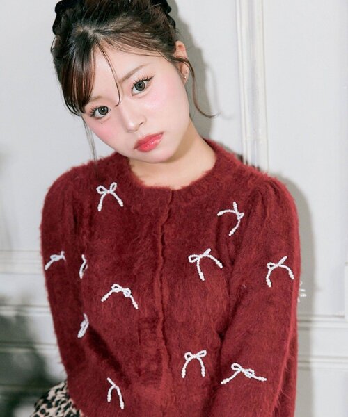OLIVE des OLIVE（オリーブデオリーブ）の「【TwinkleCollection】リボンニット（カーディガン/ボレロ・レディース・ブラック/オフホワイト/レッド・FREE）」の17枚目の写真