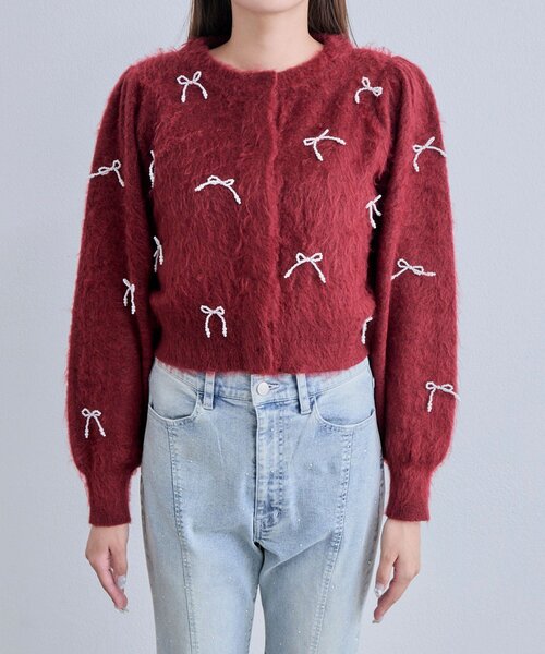 OLIVE des OLIVE（オリーブデオリーブ）の「【TwinkleCollection】リボンニット（カーディガン/ボレロ・レディース・ブラック/オフホワイト/レッド・FREE）」の19枚目の写真