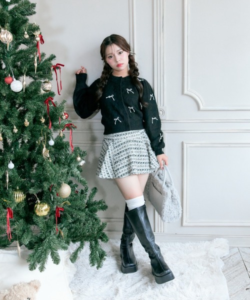 OLIVE des OLIVE（オリーブデオリーブ）の「【TwinkleCollection】リボンニット（カーディガン/ボレロ・レディース・ブラック/オフホワイト/レッド・FREE）」の5枚目の写真