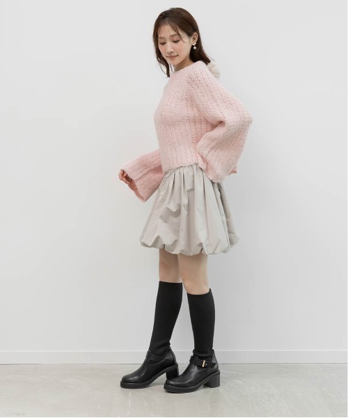 RANDA(ランダ)の「【選べる丈感】スパンコール混オーバーサイズニット(ニット/セーター・レディース・ピンク/ホワイト/グレー・FT/FREE)」の12枚目の写真