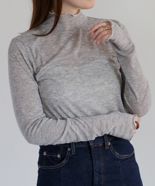 cepo(セポ)の「メローフリル シアータートルカットソー(Tシャツ/カットソー・レディース・ブラック/グレー/オフホワイト・M)」の3枚目の写真