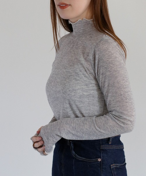 cepo(セポ)の「メローフリル シアータートルカットソー(Tシャツ/カットソー・レディース・ブラック/グレー/オフホワイト・M)」の6枚目の写真