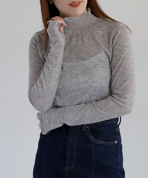 cepo(セポ)の「メローフリル シアータートルカットソー(Tシャツ/カットソー・レディース・ブラック/グレー/オフホワイト・M)」の9枚目の写真