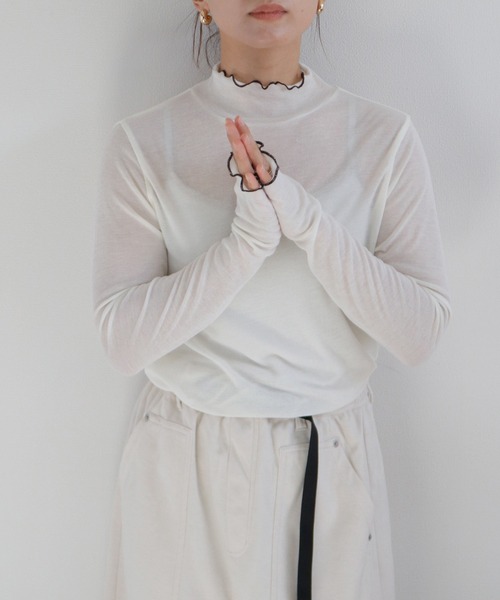 cepo(セポ)の「メローフリル シアータートルカットソー(Tシャツ/カットソー・レディース・ブラック/グレー/オフホワイト・M)」の20枚目の写真