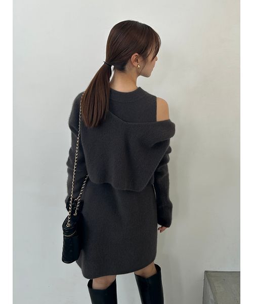 SNIDEL(スナイデル)の「ラクーン畦ショートカーディガン(カーディガン/ボレロ・レディース・ピンク/チャコールグレー/カーキ・F)」の9枚目の写真