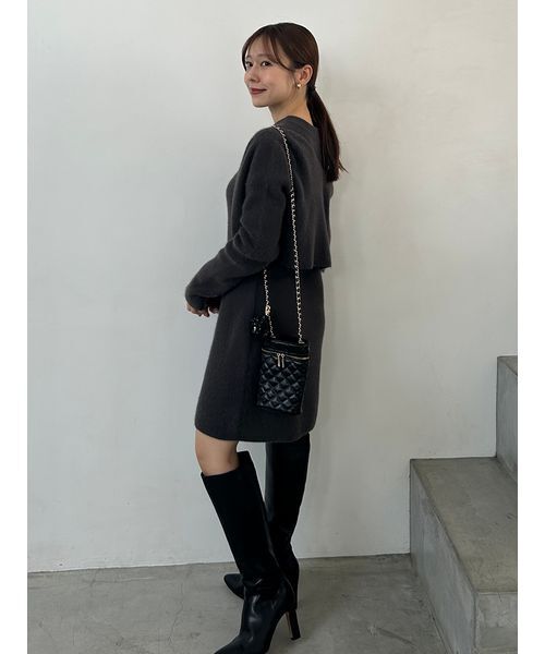 SNIDEL(スナイデル)の「ラクーン畦ショートカーディガン(カーディガン/ボレロ・レディース・ピンク/チャコールグレー/カーキ・F)」の10枚目の写真