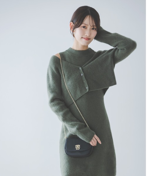 SNIDEL(スナイデル)の「ラクーン畦ショートカーディガン(カーディガン/ボレロ・レディース・ピンク/チャコールグレー/カーキ・F)」の21枚目の写真