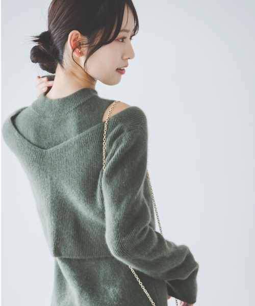 SNIDEL(スナイデル)の「ラクーン畦ショートカーディガン(カーディガン/ボレロ・レディース・ピンク/チャコールグレー/カーキ・F)」の22枚目の写真