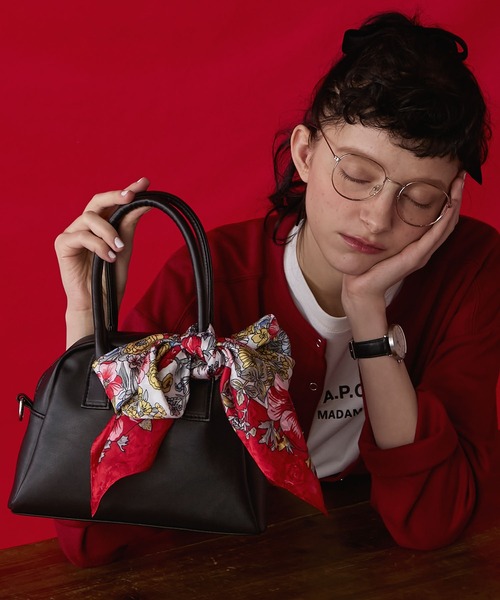 BONLECILL Marche（ボンルシールマルシェ）の「【BONLECILL Marche】2wayコンパクトボストン／ショルダーバッグ（ボストンバッグ・レディース・ブラック/グリーン/ブラウン・FREE）」の6枚目の写真
