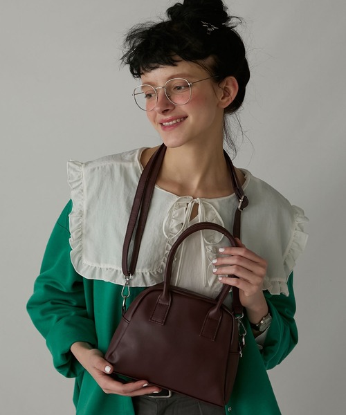 BONLECILL Marche（ボンルシールマルシェ）の「【BONLECILL Marche】2wayコンパクトボストン／ショルダーバッグ（ボストンバッグ・レディース・ブラック/グリーン/ブラウン・FREE）」の13枚目の写真