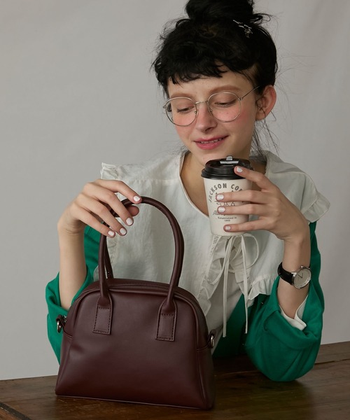 BONLECILL Marche（ボンルシールマルシェ）の「【BONLECILL Marche】2wayコンパクトボストン／ショルダーバッグ（ボストンバッグ・レディース・ブラック/グリーン/ブラウン・FREE）」の15枚目の写真