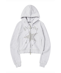 STAR CUT-OFF HOOD ZIP-UP GRAY
