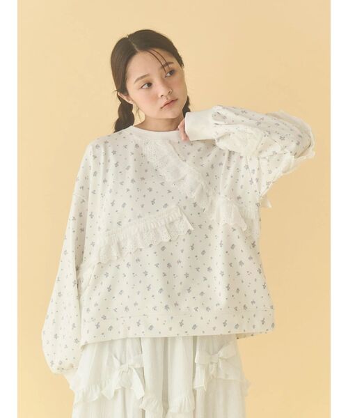 merry jenny（メリージェニー）の「flowerレーススウェット（スウェット・レディース・グレー/オフホワイト・FREE）」の15枚目の写真