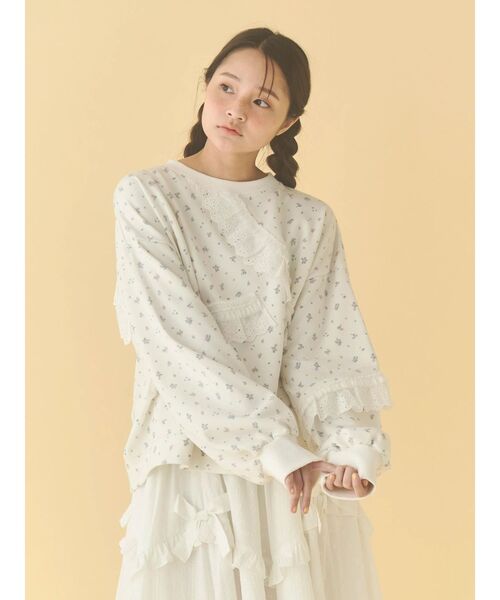 merry jenny（メリージェニー）の「flowerレーススウェット（スウェット・レディース・グレー/オフホワイト・FREE）」の16枚目の写真