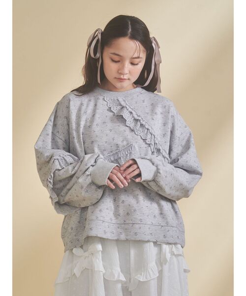 merry jenny（メリージェニー）の「flowerレーススウェット（スウェット・レディース・グレー/オフホワイト・FREE）」の18枚目の写真