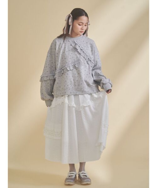 merry jenny（メリージェニー）の「flowerレーススウェット（スウェット・レディース・グレー/オフホワイト・FREE）」の20枚目の写真