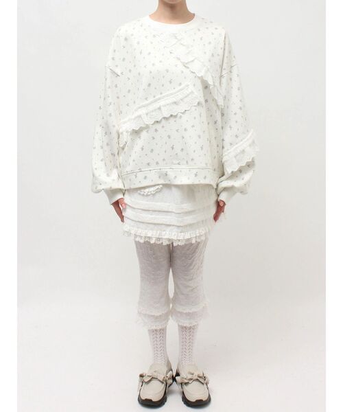 merry jenny（メリージェニー）の「flowerレーススウェット（スウェット・レディース・グレー/オフホワイト・FREE）」の8枚目の写真