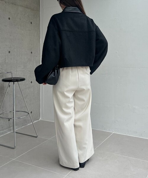 CAPRICIEUX LE'MAGE（カプリシューレマージュ）の「【2WAY】スタンドウールショートコート（その他アウター・レディース・ブラック/ベージュ・36/38）」の5枚目の写真
